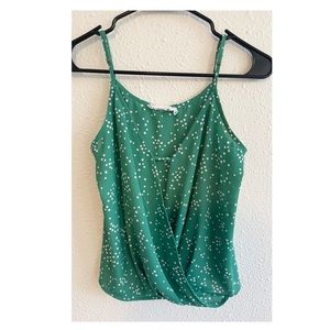Polka Dot Open Surplice Spaghetti Strap Cami